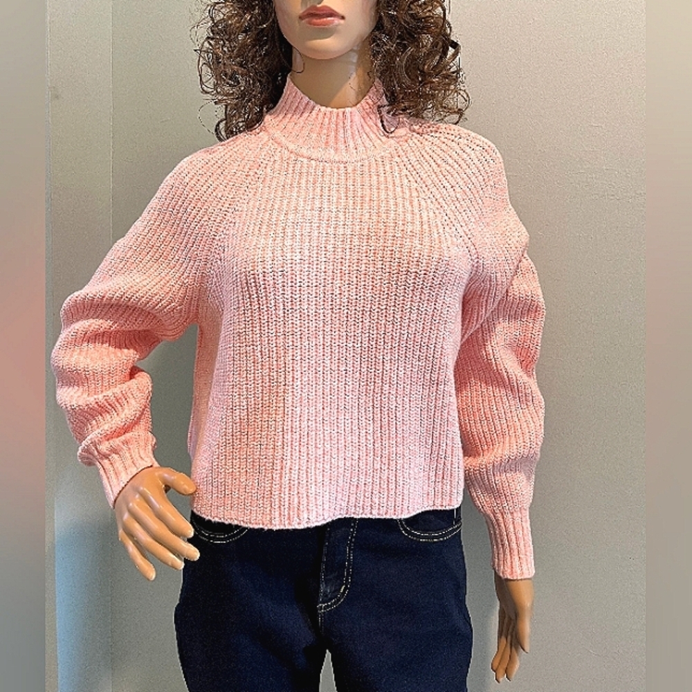 Club Monaco Pink Ribbed A Line Mock Neck Sweater w/Raglan Sleeves New Wi…